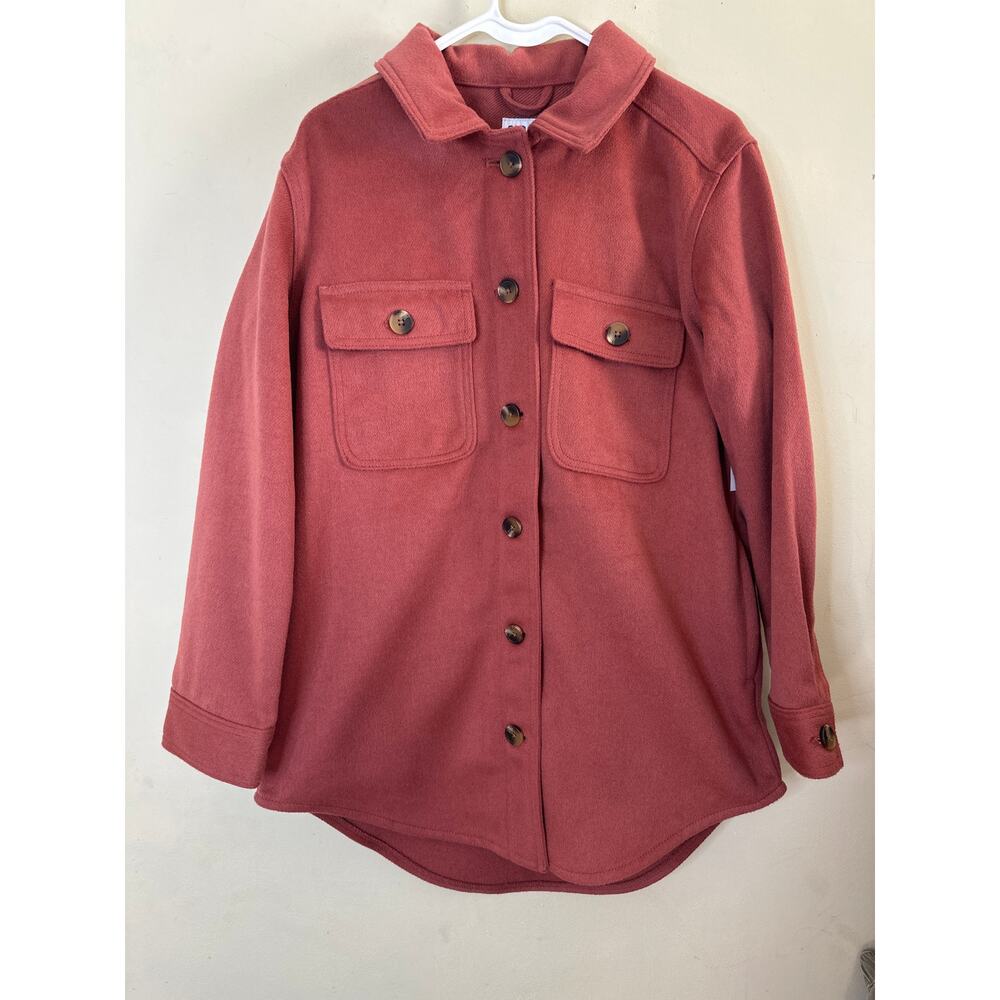 Old Navy shacket in a reddish-brown S c2